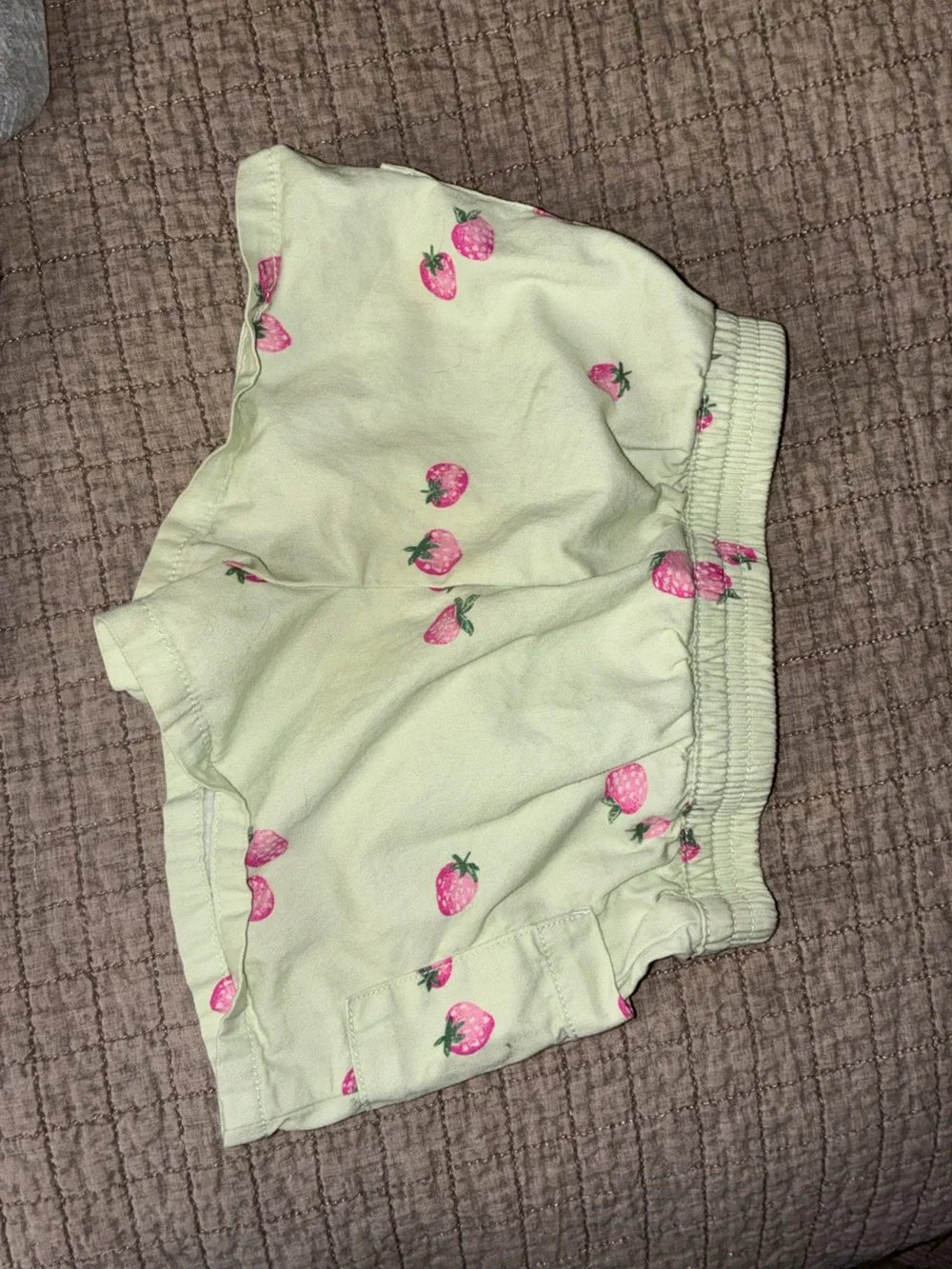 GAP Kids Gray Tee & Pale Green Strawberry Shorts Set